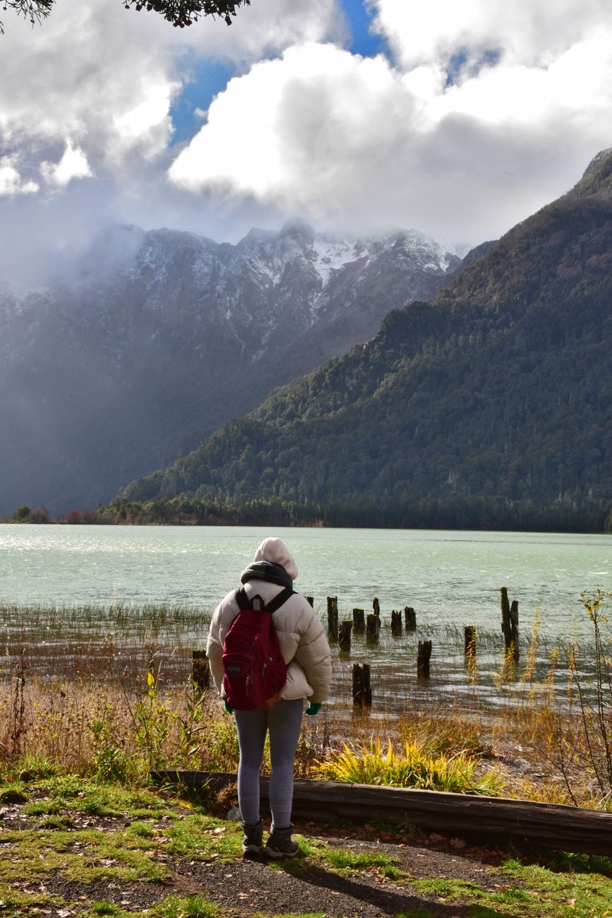 Quiet reflection overlooking a mountain lake