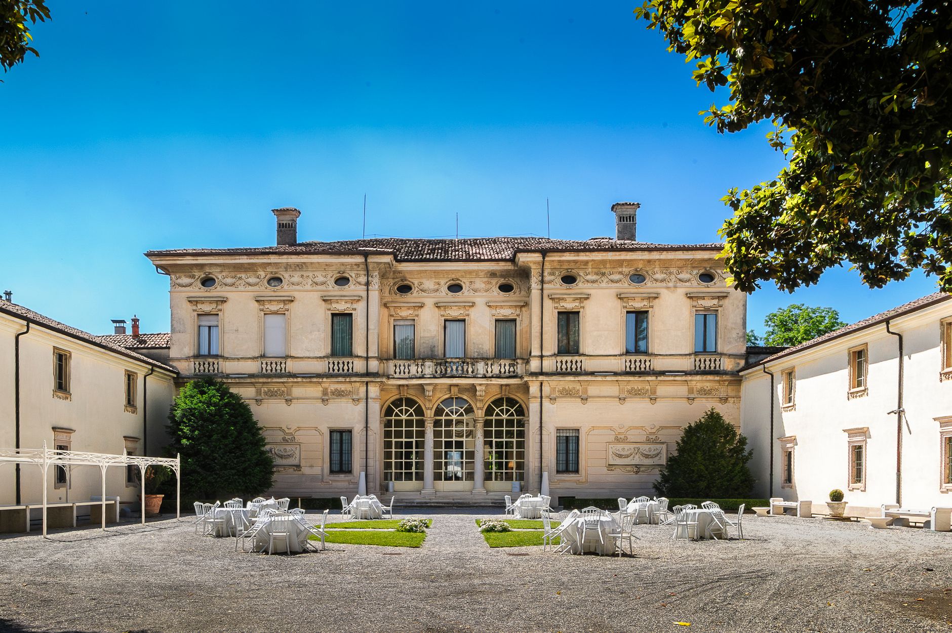 Architectural stone courtyard in Southern Europe